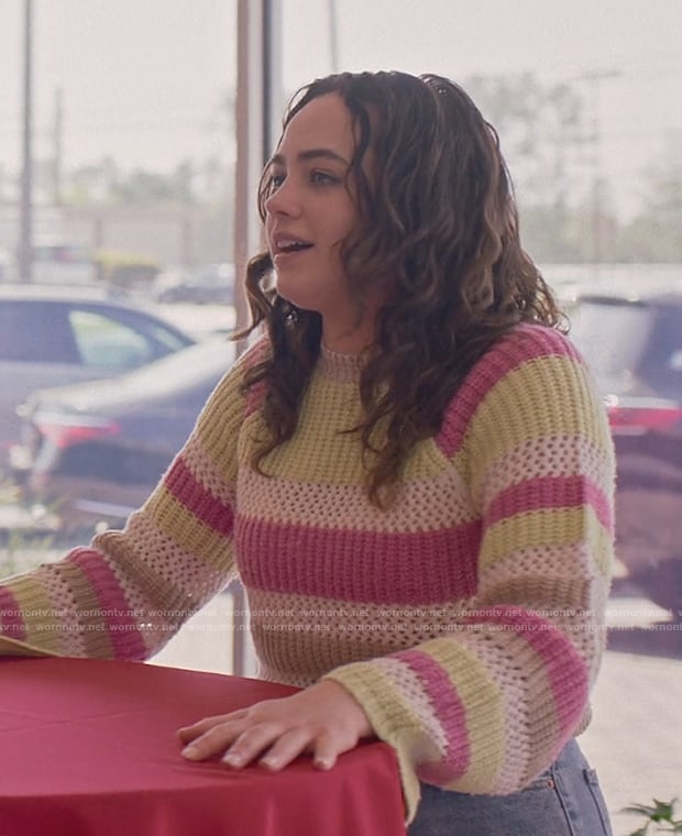 Samantha's stripe knit sweater on Cobra Kai