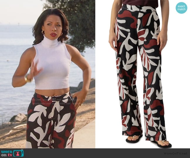 Sanctuary The Soft Palm Print Wide Leg Pants worn by Ava Jeremy (Angel Parker) on All American