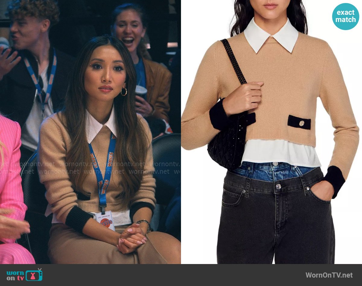 Sandro Dale Collared Sweater worn by Ali Lee (Brenda Song) on Running Point