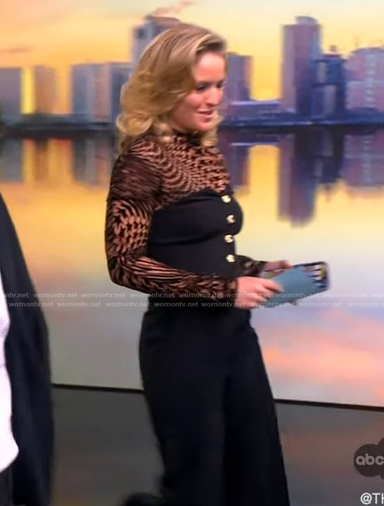 Sara's star print mesh top and jumpsuit on The View