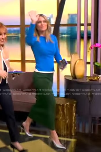 Sara's blue and green colorblock dress on The View