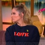 Sara’s love print sweatshirt and embellished jeans on The View