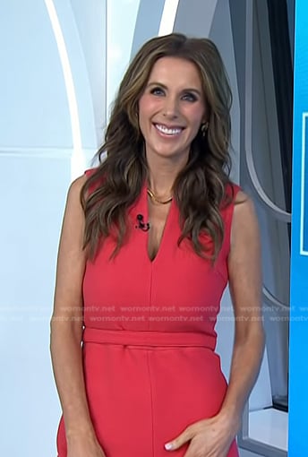 Sarah Eggenberger’s pink v-neck dress on Today