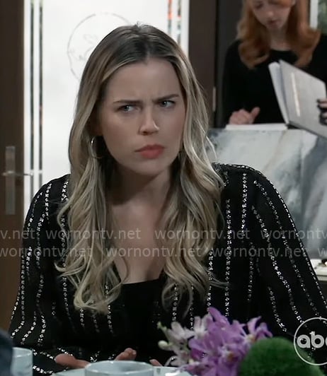 Sasha’s black star striped shirt on General Hospital