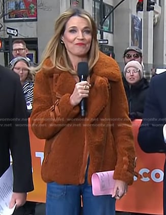 Savannah's brown sherpa jacket on Today