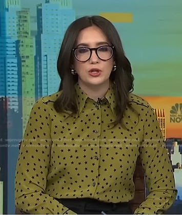 Savannah's green star print shirt on NBC News Daily