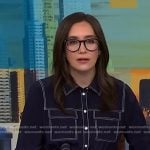 Savannah’s navy tie waist dress with white stitching on NBC News Daily