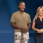 Scott’s abstract print cargo pants on Access Hollywood