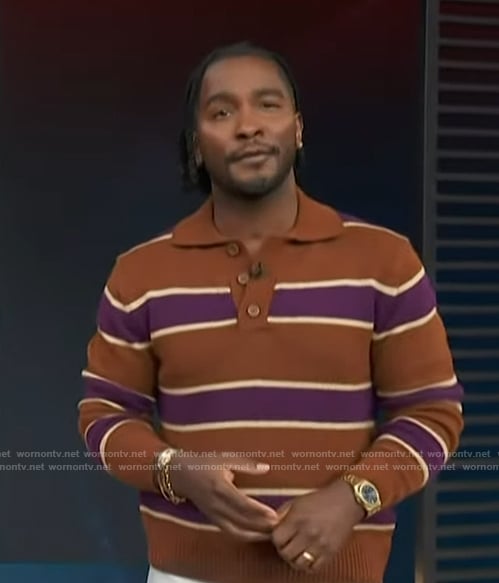 Scott’s striped polo sweater on Access Hollywood