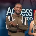 Scott’s brown knit sweater on Access Hollywood