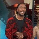 Scott’s abstract knit cardigan on Access Hollywood