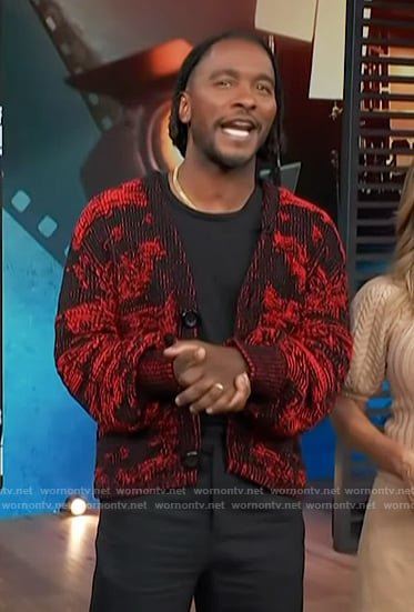 Scott’s abstract knit cardigan on Access Hollywood