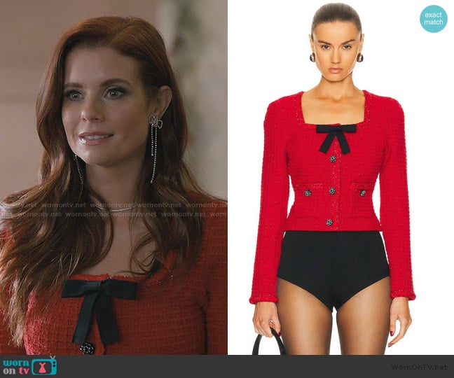 Self Portrait Knit Bow Top worn by Maddie Townsend (JoAnna Garcia Swisher) on Sweet Magnolias