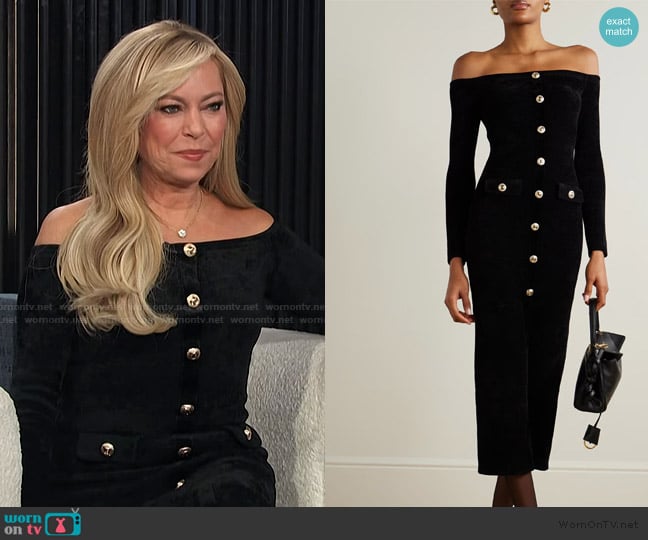 Self Portrait Black Chenille Knit Midi Dress worn by Sutton Stracke on E! News