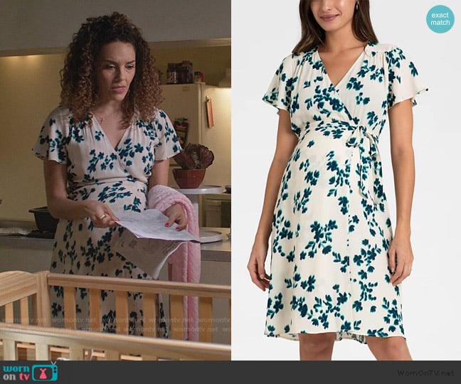 Seraphine Maternity Wrap Summer Dress worn by Carmen (Vanessa Rubio) on Cobra Kai