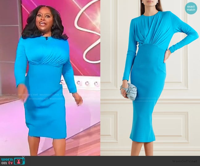 Sergio Hudson Gathered stretch-bamboo viscose and wool-jersey midi dress worn by Sherri Shepherd on Sherri