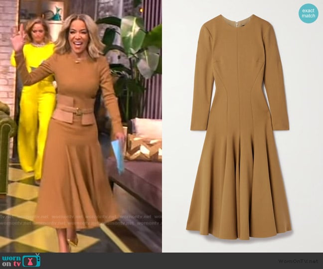 Sergio Hudson Paneled pleated woven midi dress worn by Sunny Hostin on The View