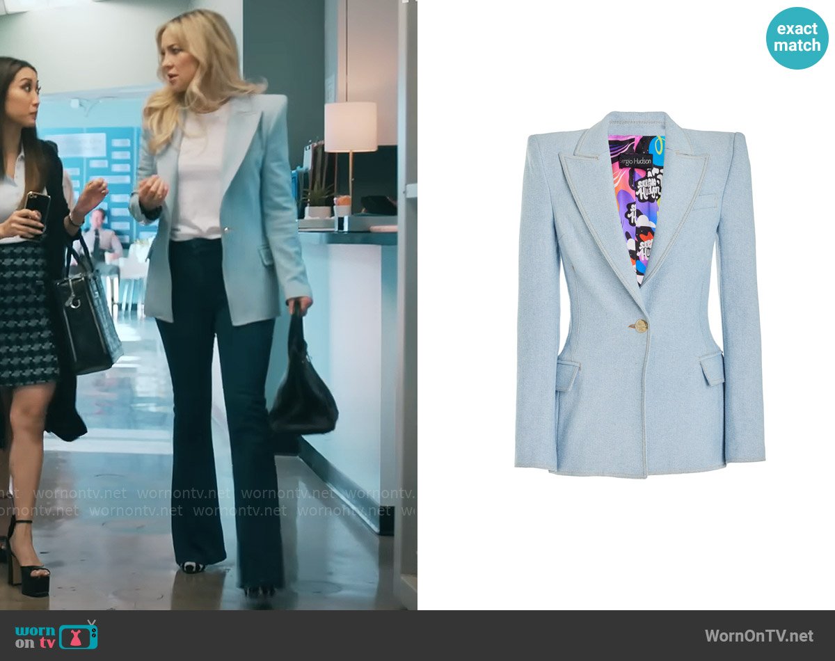 Sergio Hudson Denim Blazer worn by Isla Gordon (Kate Hudson) on Running Point