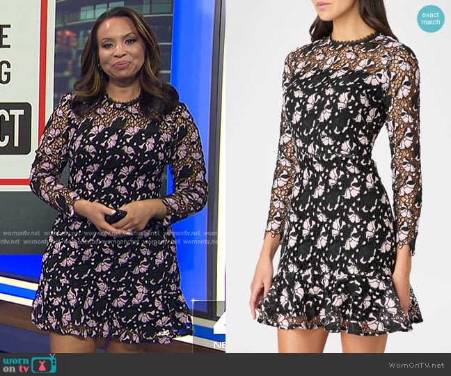 Shoshanna Gracie Two-Tone Floral Lace Mini Dress worn by Adelle Caballero on Today