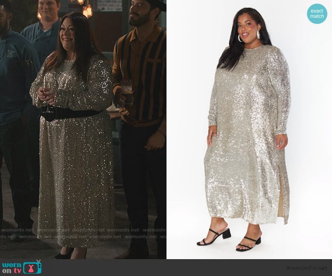 Dana’s silver sequin dress on Sweet Magnolias