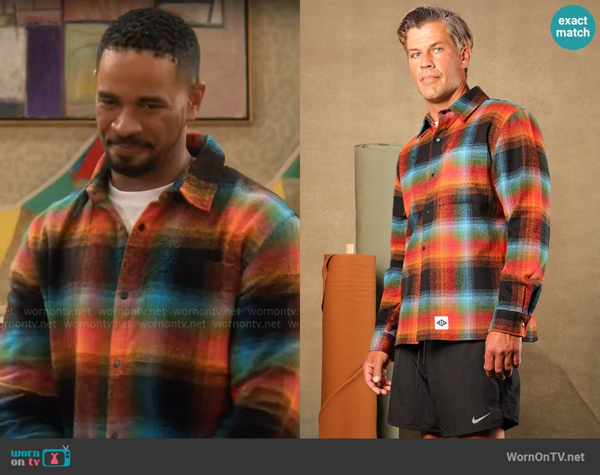 Signature Innovation Group Flannel Shirt Jacket Color Burst worn by Damon (Damon Wayans Jr.) on Poppas House