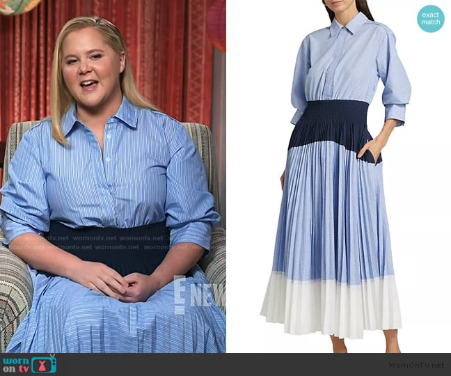 Simkhai Jenella Pleated Combo Midi Dress worn by Amy Schumer on E! News