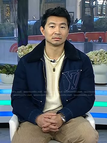 Simu Liu's navy logo jacket on Today