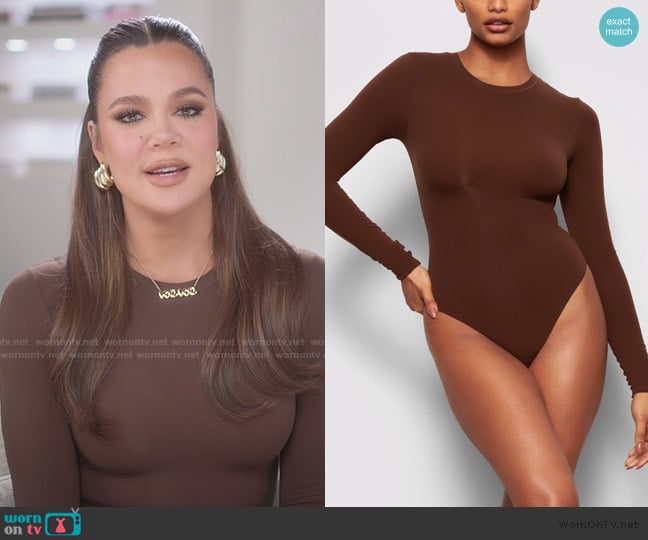 Skims Seamless Sculpt Brief Bodysuit - Cocoa worn by Khloe Kardashian (Khloe Kardashian) on The Kardashians