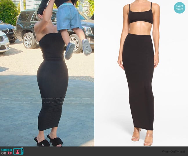 Skims Fits Everybody Maxi Skirt worn by Kim Kardashian (Kim Kardashian) on The Kardashians