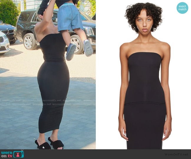 Skims Fits Everybody Tube Top worn by Kim Kardashian (Kim Kardashian) on The Kardashians