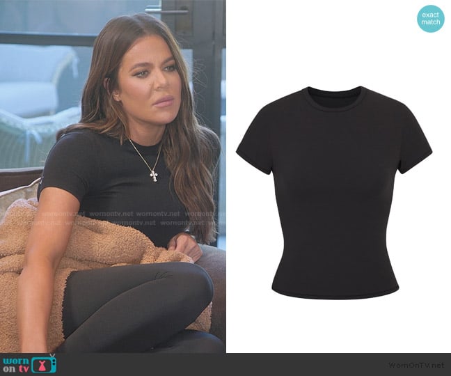 Khloe’s black tee on The Kardashians