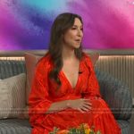 Sofia Kavlin’s red floral print dress on The Kelly Clarkson Show