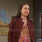 Sophia’s floral dress and red suede jacket on Days of our Lives