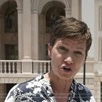 Stephanie’s navy floral print top on Today