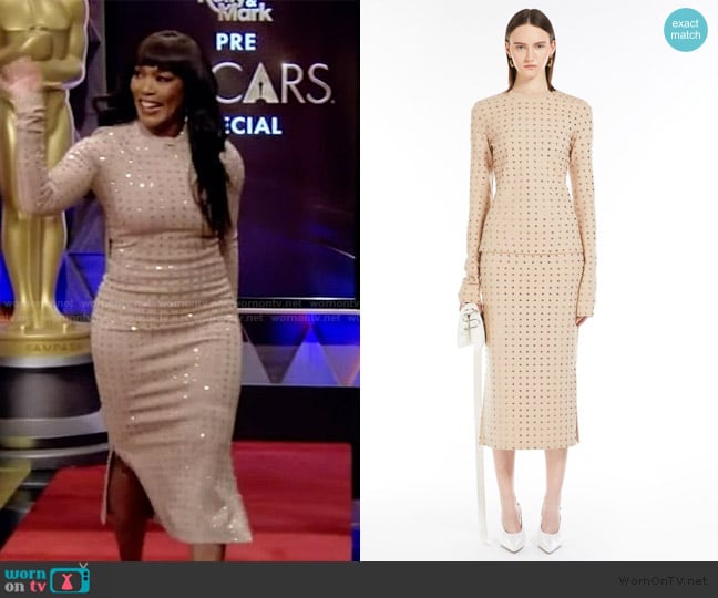 Sportmax Negus embellished top worn by Angela Bassett on Live with Kelly and Mark