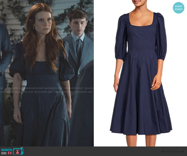 Staud Swells Puff Sleeve Midi Dress worn by Maddie Townsend (JoAnna Garcia Swisher) on Sweet Magnolias