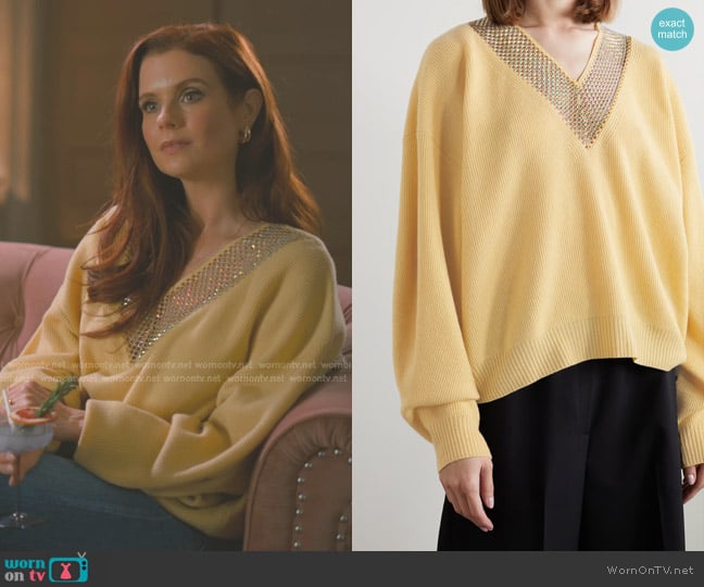 Stella McCartney Crystal-embellished cutout Ribbed Wool Sweater worn by Maddie Townsend (JoAnna Garcia Swisher) on Sweet Magnolias