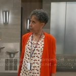 Stella’s dot print top and orange cardigan on General Hospital