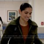 Stella’s green suede jacket on Chicago Fire