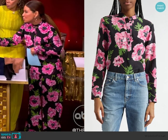 Stella McCartney Poppy floral silk shirt worn by Gretta Monahan on The View