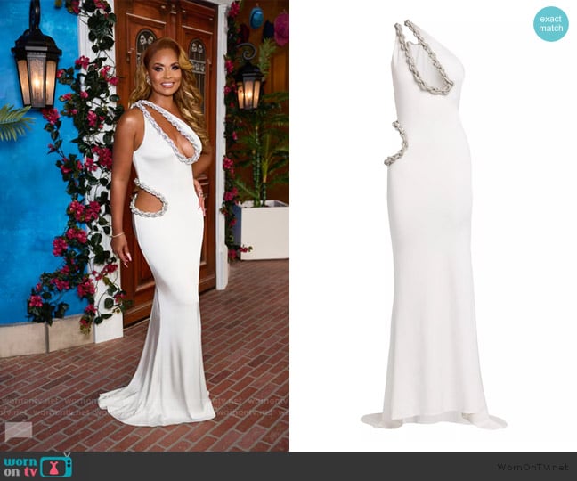 Stella McCartney Rope Cut-Out One-Shoulder Gown worn by Gizelle Bryant on The Real Housewives of Potomac