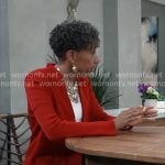 Stella’s red knit jacket on General Hospital