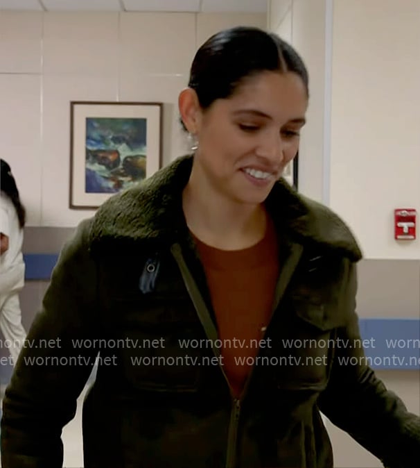 Stella's green suede jacket on Chicago Fire