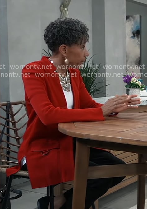 Stella's red knit jacket on General Hospital