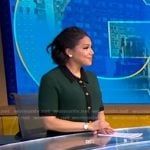 Stephanie’s green contrast trim cardigan on Good Morning America