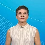 Stephanie’s beige ribbed sleeveless sweater on Today