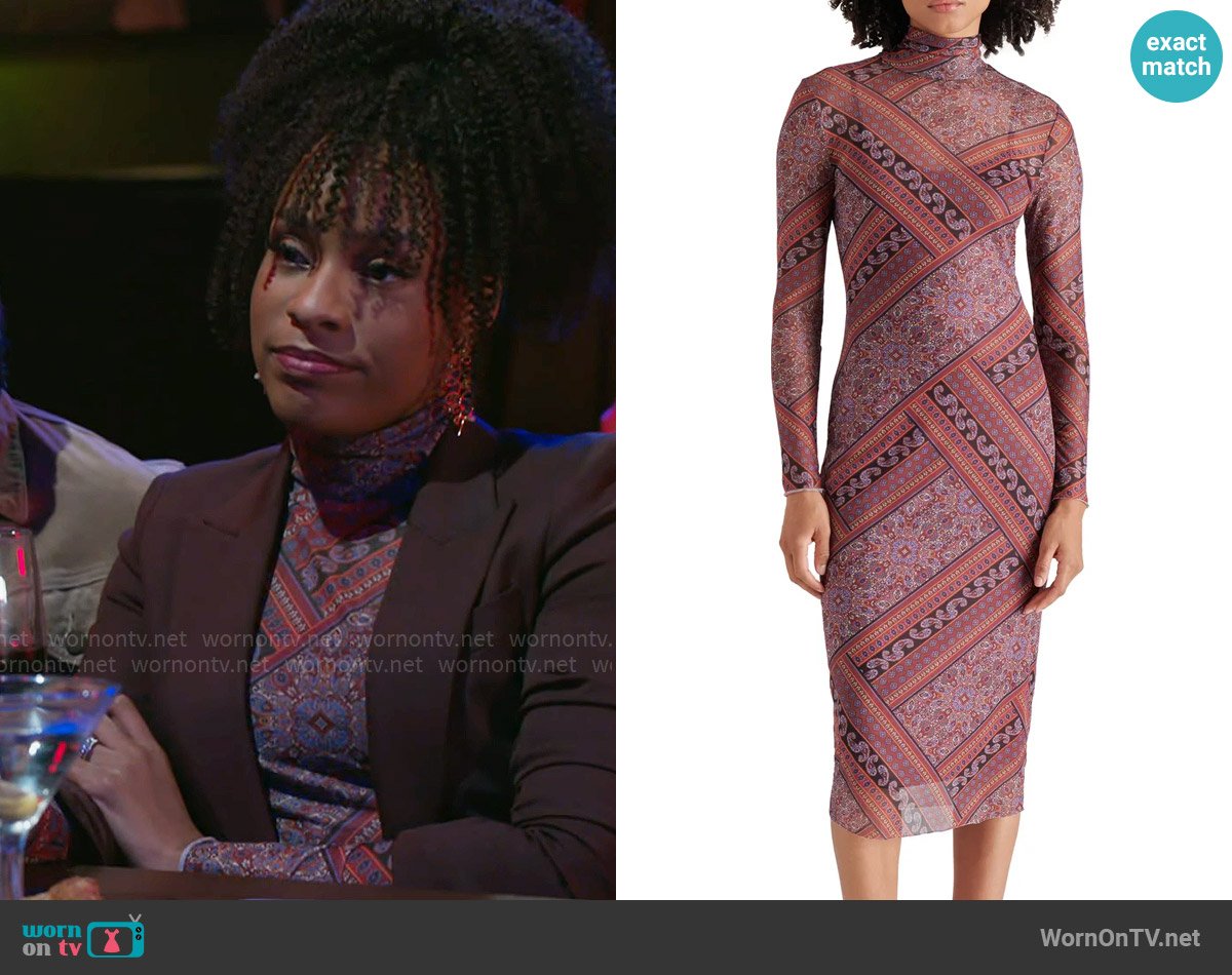 Steve Madden Vivienne Scarf Print Dress worn by Naomi Hamilton Hawthorne (Arielle Prepetit) on Beyond the Gates