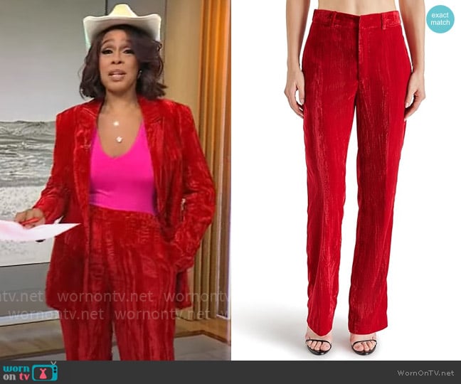 Steve Madden Mercer Velvet Pants worn by Gayle King on CBS Mornings