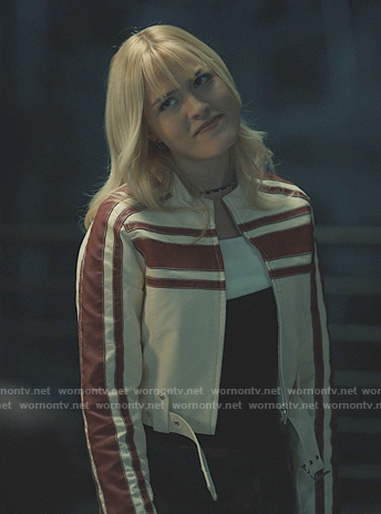 Olivia's striped leather jacket on Sweet Magnolias