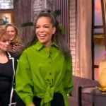 Sunny’s green tie front blouse on The View